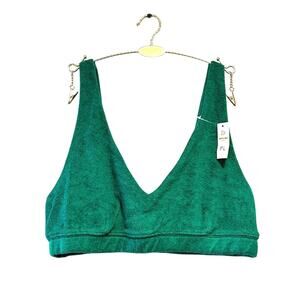 NWT OFFLINE By Aerie Summer Lights Terry Sports Bra in Pine Green Size Medium